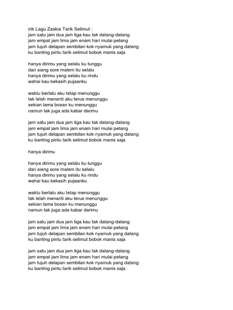 Irik Lagu Zaskia Tarik Selimut | PDF
