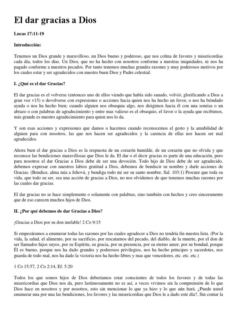 El Dar Gracias A Dios | PDF | Gratitud | Dios