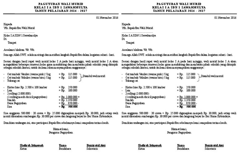 Contoh Surat Undangan Rapat Wali Murid Sd – Tulisan