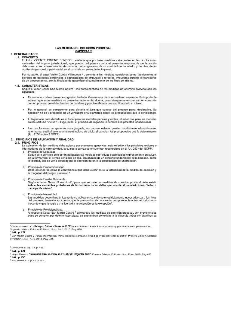 Las Medidas De Coerción Procesal | PDF | Ley Procesal | Castigos