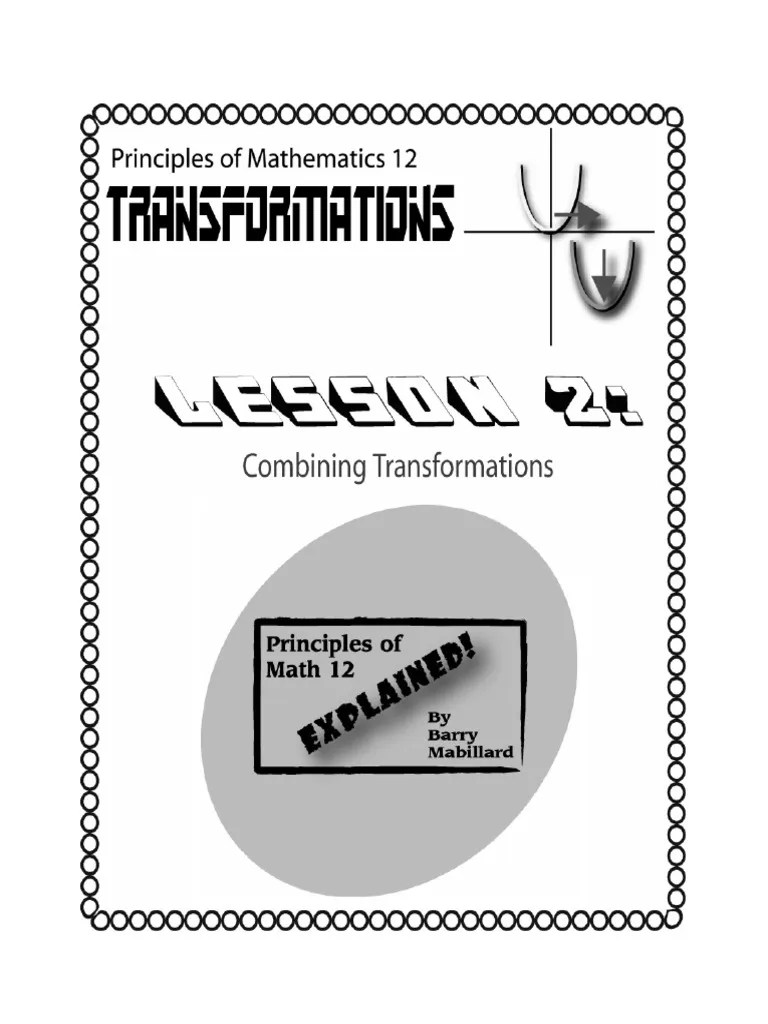Principles Of Math 12 - Transformations Lesson 2 | PDF | Cartesian ...