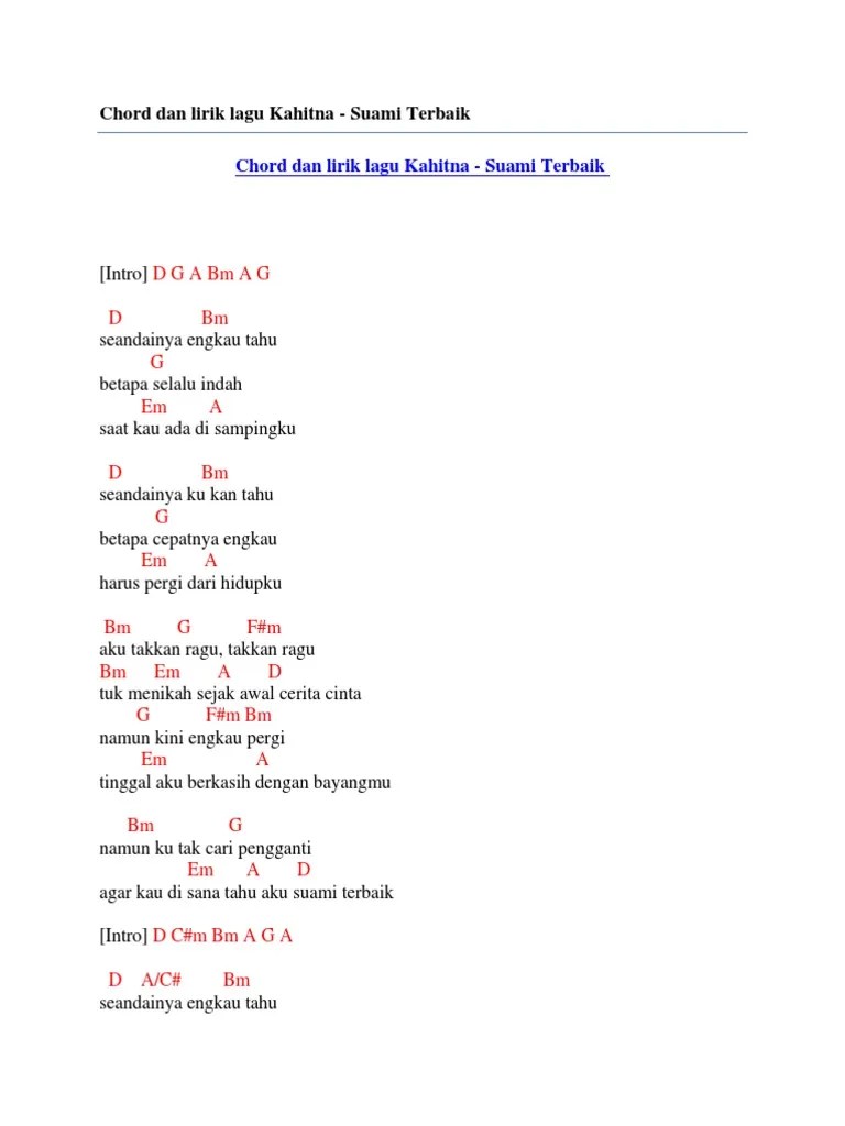 Lagu cinta indonesia adalah album single yang . Chord Dan Lirik Lagu Kahitna Suami Terbaik Pdf
