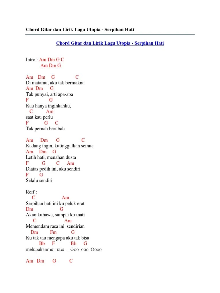 Hati Yang Luka Kunci Gitar