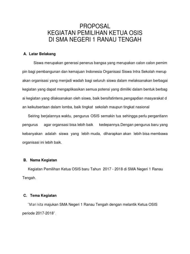 Contoh proposal kegiatan sekolah | sumber : Proposal Pemilihan Ketua Osis 2017 2018 Pdf