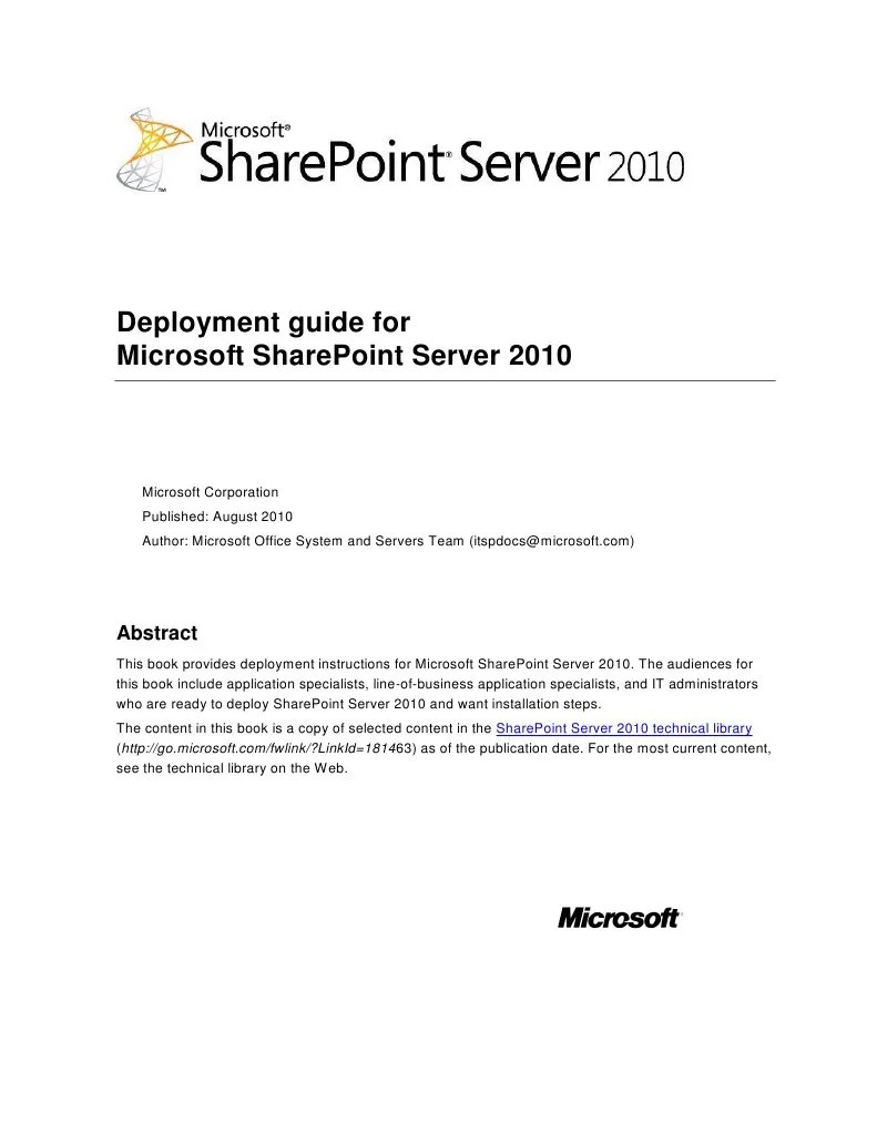 Deployment Guide For Microsoft Sharepoint Server 2010 | PDF | Share ...