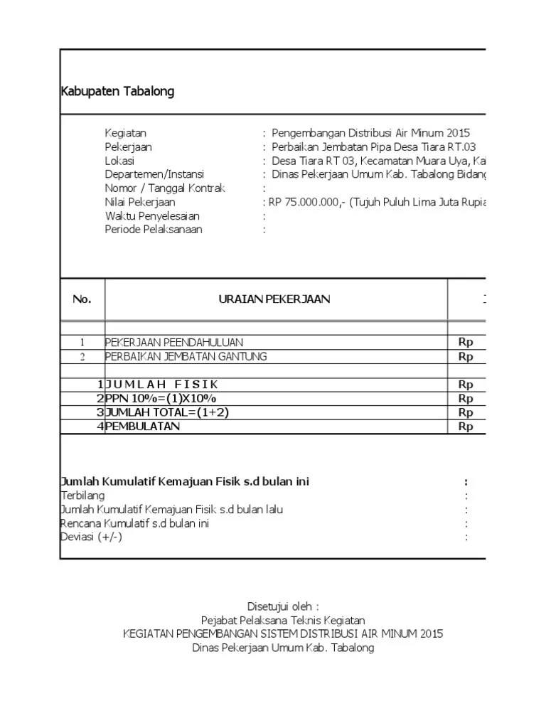 Persetujuan dari konsultan pengawas dan konsultan perencana. Contoh Laporan Harian Konsultan Pengawas Pdf