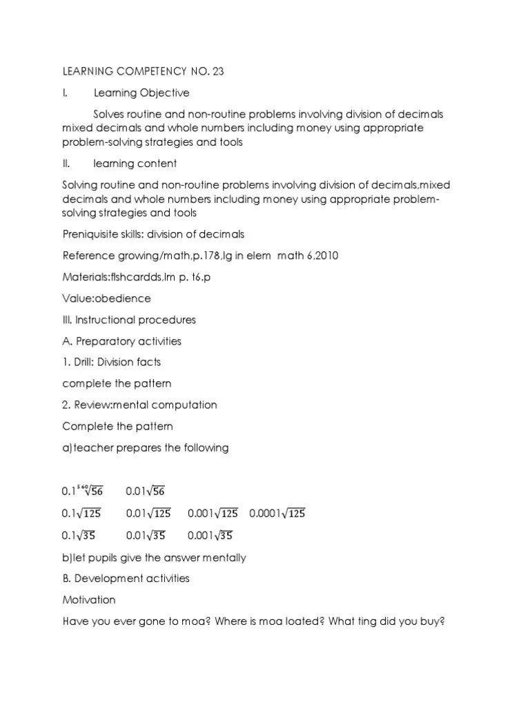 MATH6 Learning Competencies | PDF | Kilogram | Teaching Mathematics