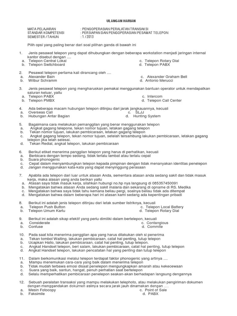 Temukan informasi lengkap tentang soal teknologi perkantoran kelas 10 semester 2. Soal Teknologi Perkantoran Pdf