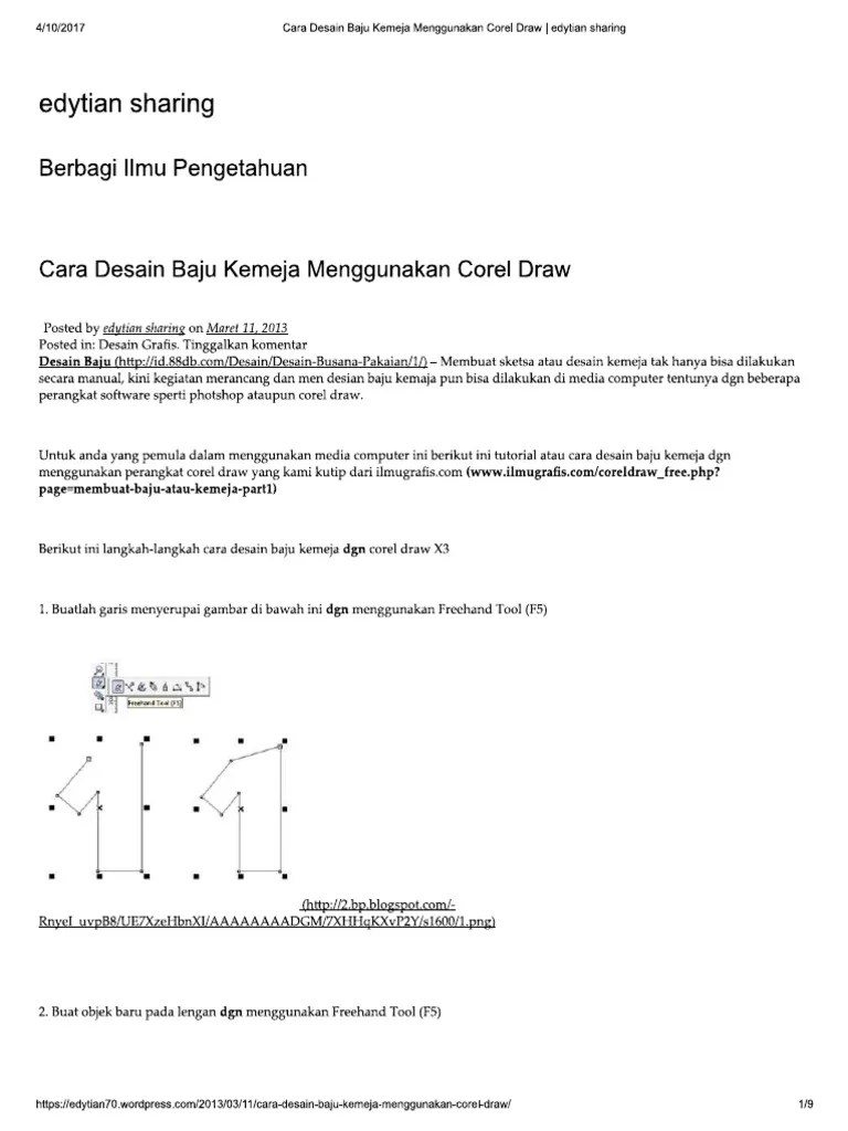 Cara Desain Baju Kemeja Menggunakan Corel Draw - Edytian Sharing | PDF