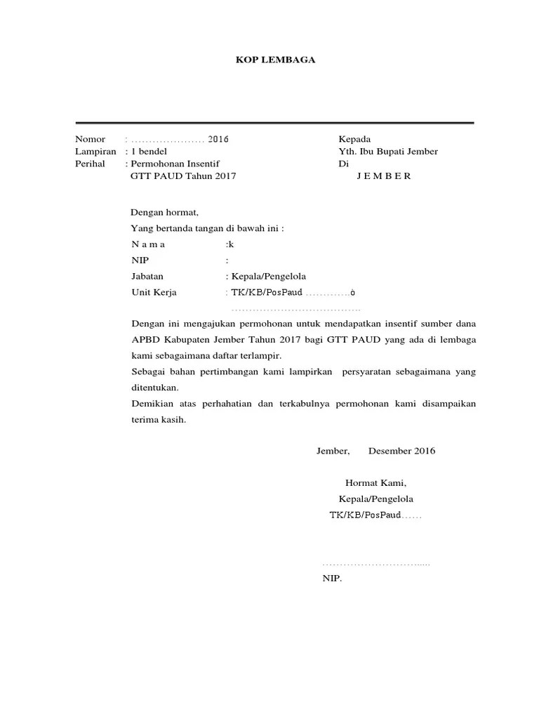 Proposal ini berbentuk doc atau dalam format dokumen, bisa di download dari blog ini secara gratis. Contoh Surat Pengajuan Insentif Cara Golden