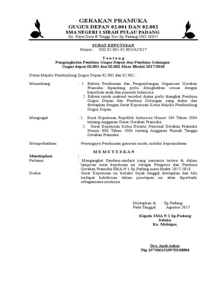Contoh Surat Keputusan Wakil Kepala Madrasah Contoh Surat 