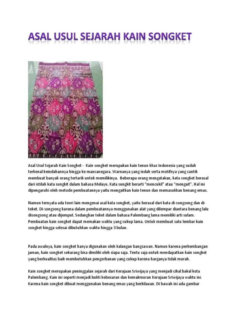 Asal Usul Sejarah Kain Songket | PDF