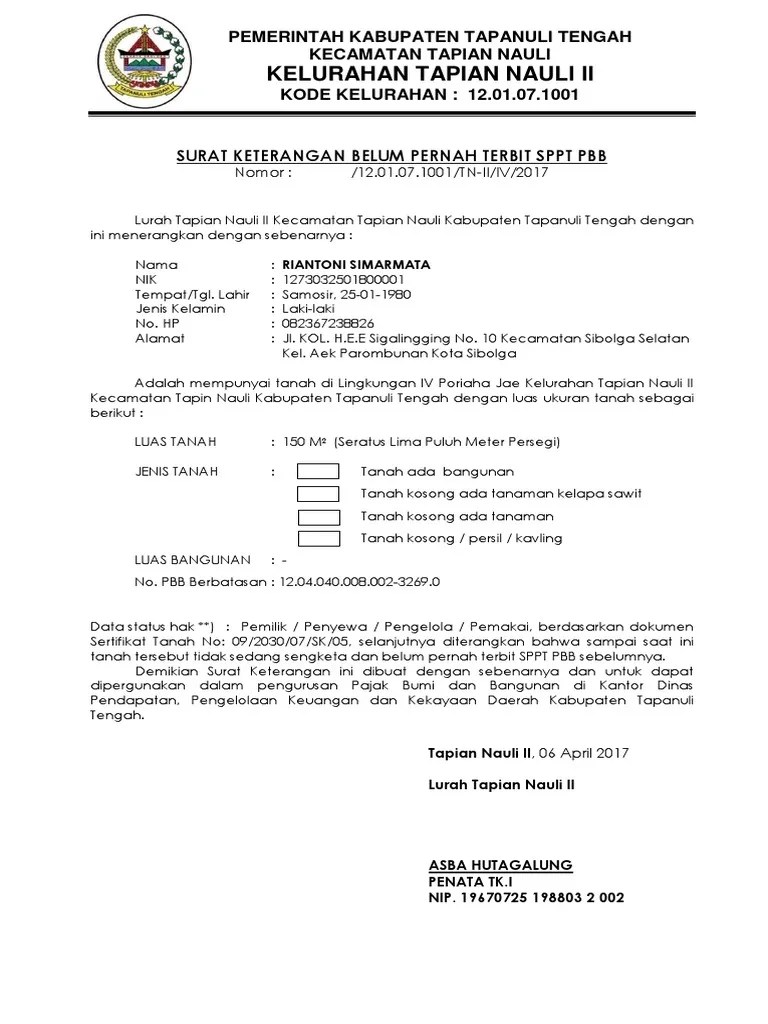 Surat keterangan pengganti adalah dokumen pernyataan yang dihargai sama dengan ijazah, transkrip akademik, atau skpi, sertifikat profesi, atau sertifikat . Surat Keterangan Belum Pernah Terbit Sppt Pbb Pdf