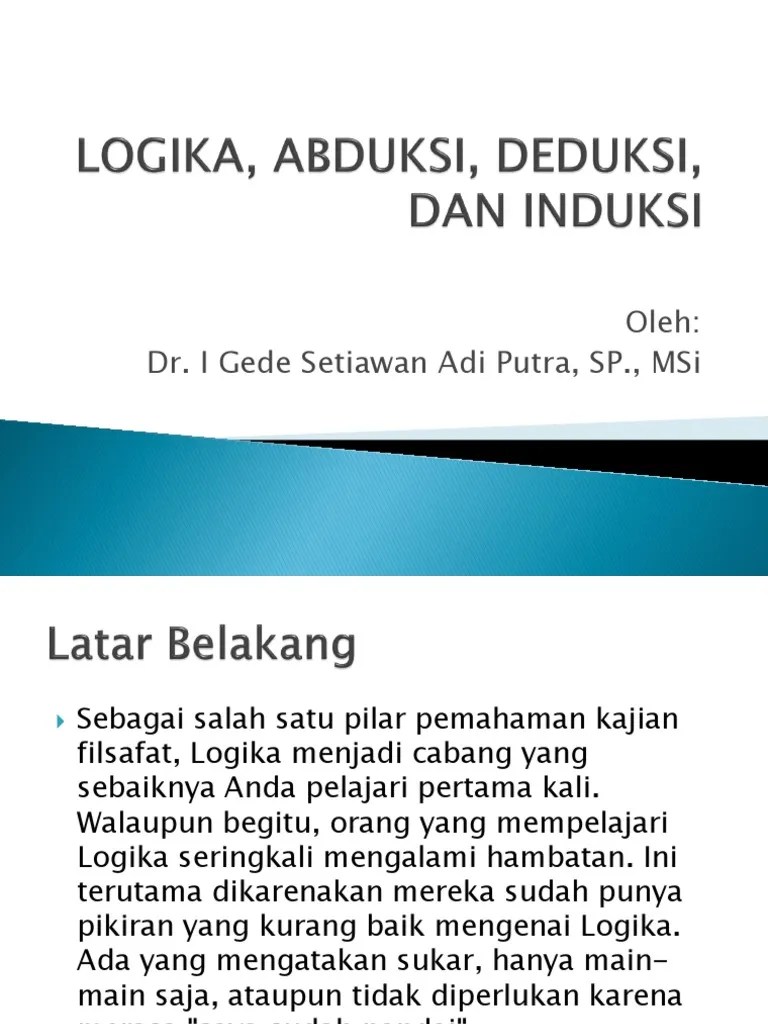 Logika, Abduksi, Deduksi, Dan Induksi | PDF