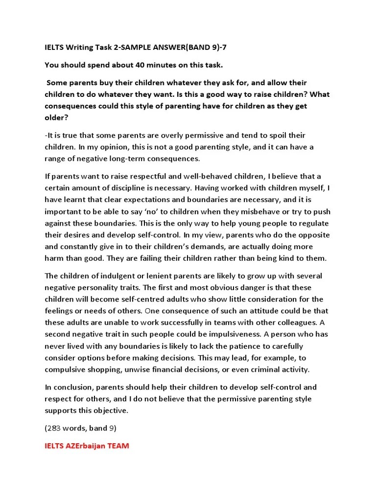 Ielts Writing Task 2-Sample Answer (Band 9) - 7 (New | PDF | Parenting | Relationships