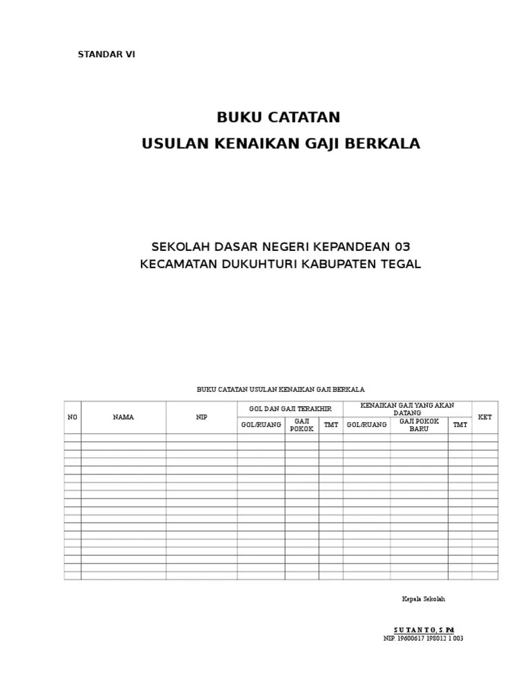 Kepada pns menurut penilaian kinerja pegawai melalui sasaran. 26 Buku Catatan Usulan Kenaikan Gaji Berkala Pdf