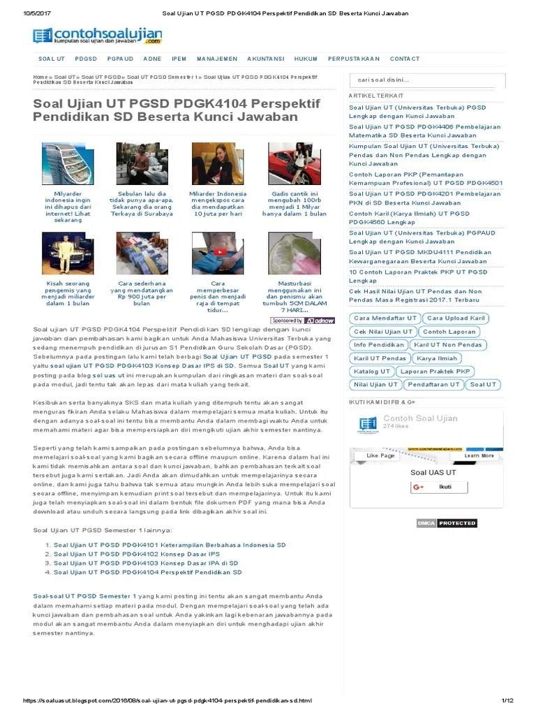 20200819 cara menjawab soal ujian utbagi kamu yang dari sekarang udah mau mempersiapkan diri buat sbmptn dan ujian mandiri berikut di bawah ini … Contoh Soal Ujian Pdgk 4405 Ips Pilihan Ganda Pdf Beinyu Com