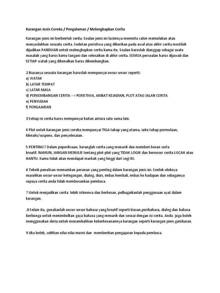 Contoh Karangan Cerita Tingkatan 3 / Contoh Karangan Fakta Pt3 Bahasa Melayu Pendek