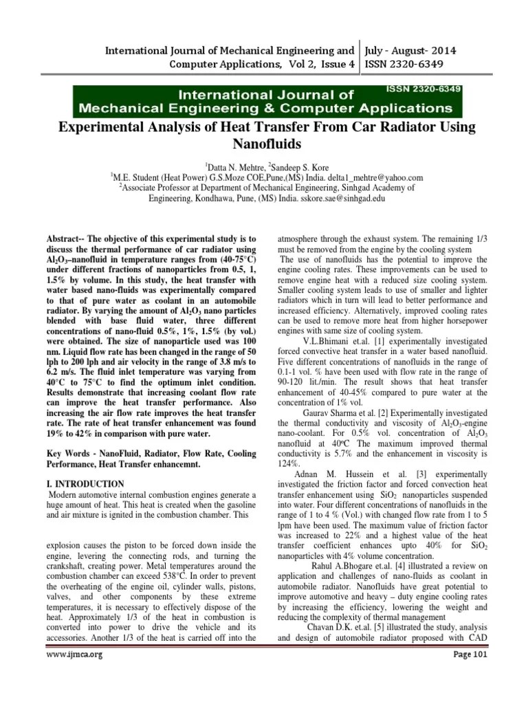 61.CFD Analysis On Radiator By Nano Fluid | Download Free PDF | Heat ...