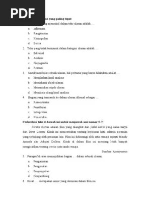 Kelas 12 soal dan kunci jawaban usbn seni budaya kurikulum 2013 tahun . Soal Teks Ulasan Kls 8 Dan Jawabannya Jawabanku Id