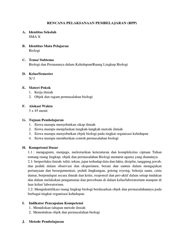RPP Kerja Ilmiah | PDF