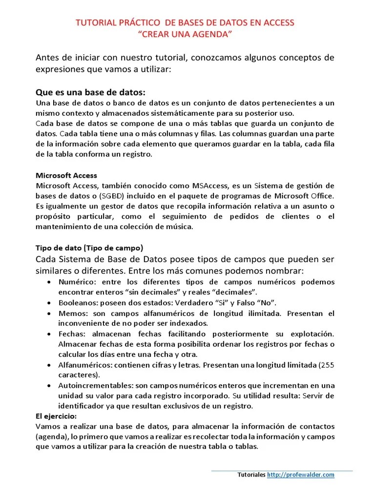 Diseño De Una Base De Datos En Access | PDF | Ventana (informática ...