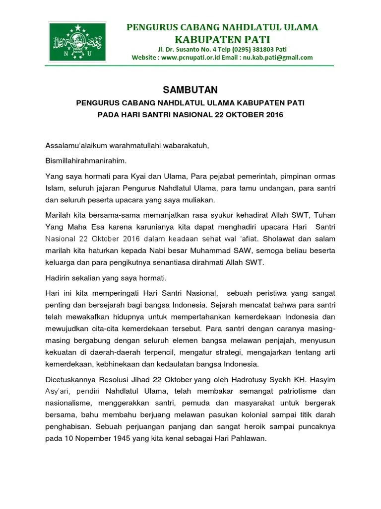 Di indonesia, pondok pesantren menjadi salah satu pendidikan formal yang populer. Contoh Sambutan Santri Singkat Contohkatasambutan