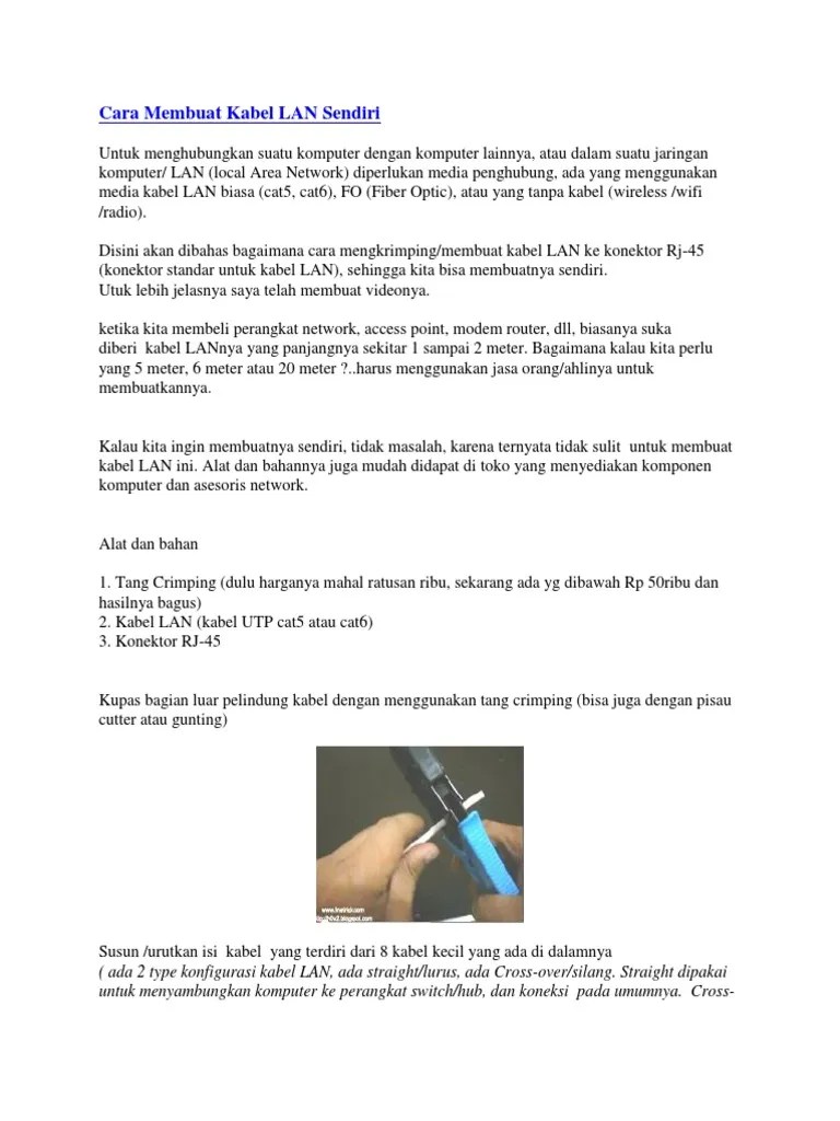 Cara Membuat Kabel LAN Sendiri