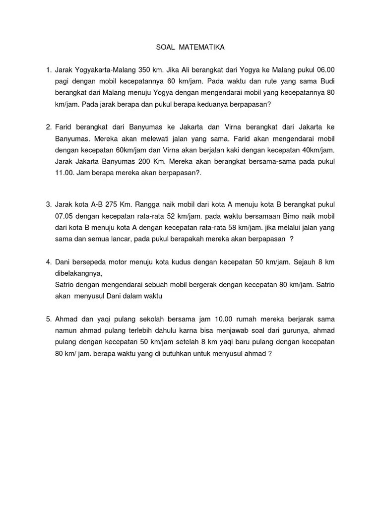 Contoh Soal: Soal Matematika Tentang Waktu Menyusul