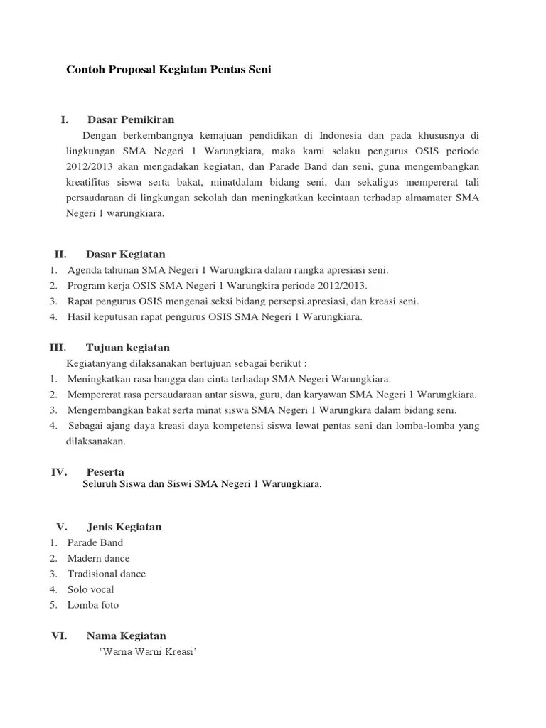 Contoh Proposal Kegiatan Pentas Seni | PDF