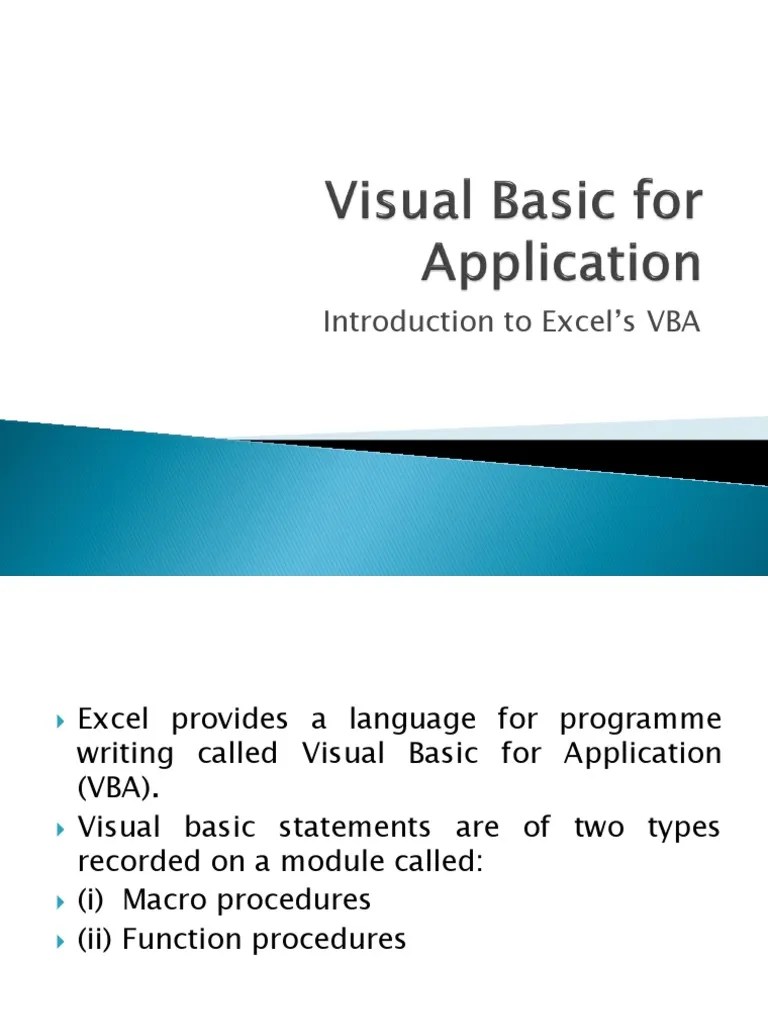Visual Basic For Application | Download Free PDF | Visual Basic For ...