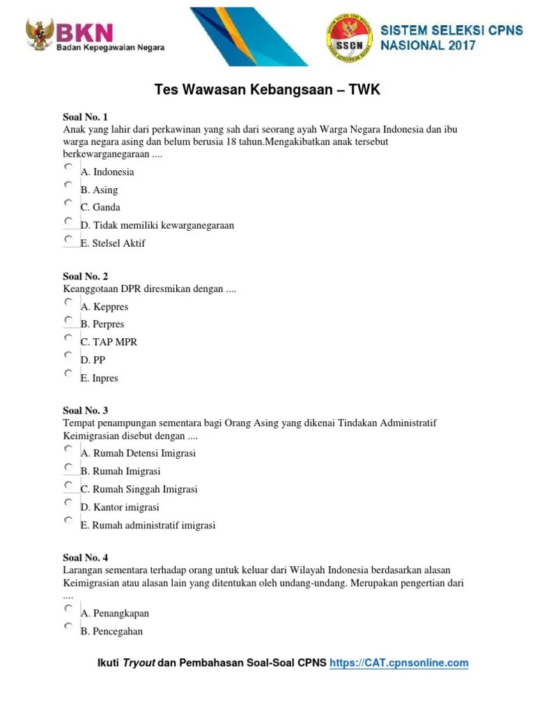 Contoh Soal Cpns 2017 Tiu Persiapan Cpns 2018 Cat Cute766