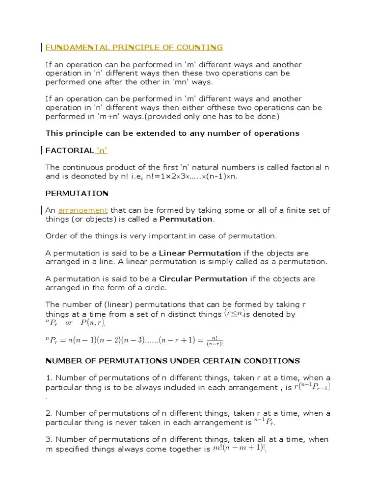 Permutation And Combination Formulas | Download Free PDF | Probability ...