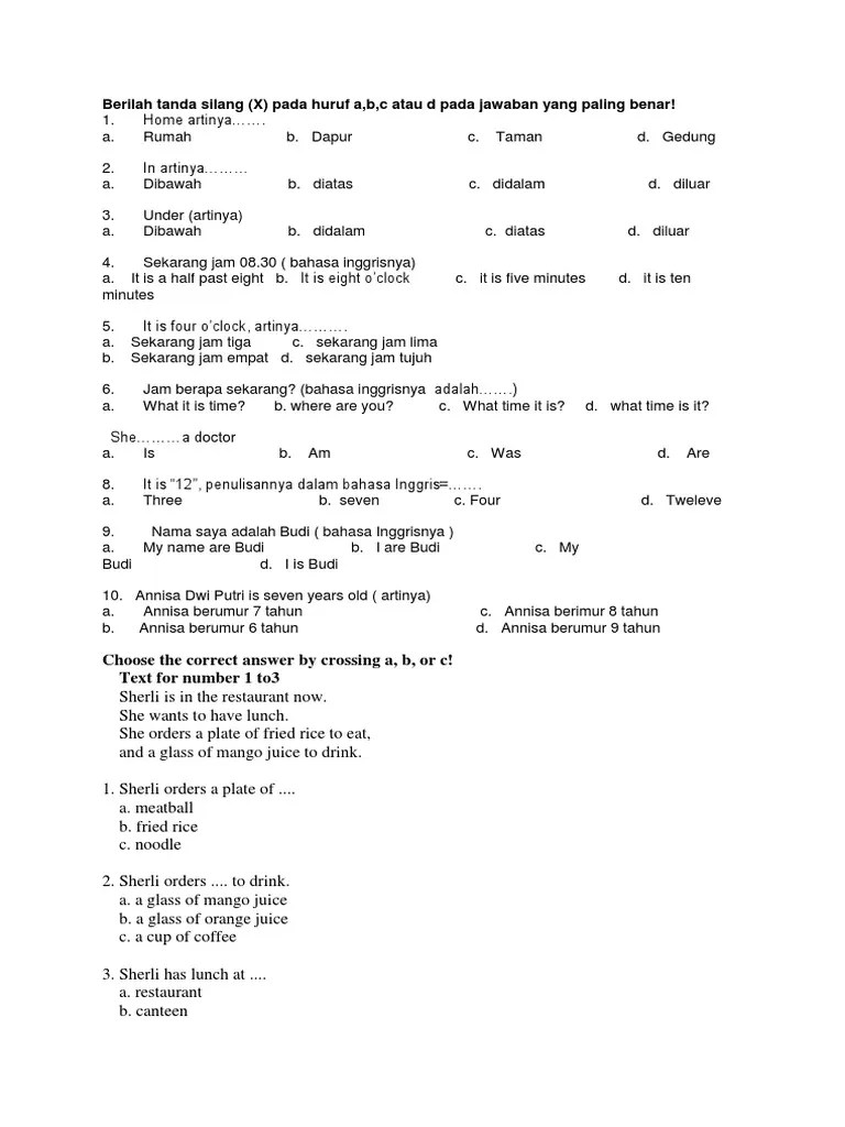 Soal Soal Bahasa Inggris Smk Kelas Xi Materi Greeting Jawabanku Id 20200918 Contoh soal grammar dan jawabannya.