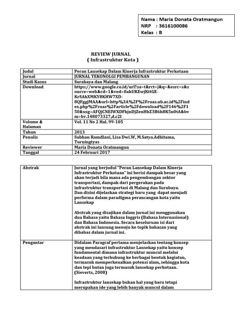 Review jurnal bahasa inggris 1. Review Jurnal Infrastruktur Kota Pdf