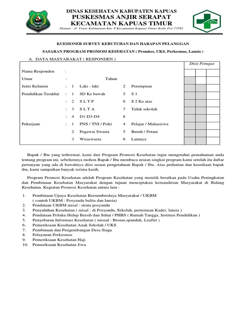 KUESIONER PromKes | PDF