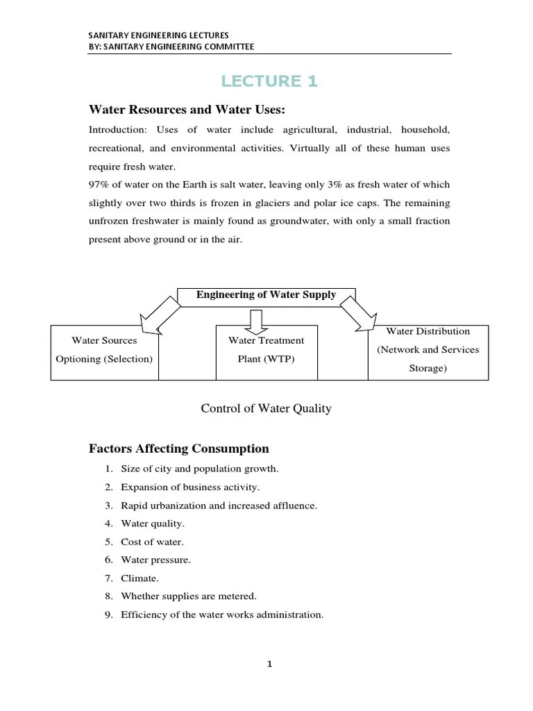 Sanitary Engineering | PDF | Water Resources | Water Supply