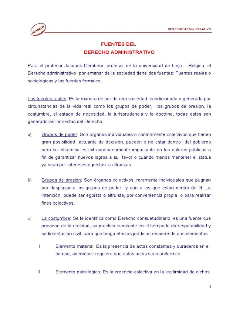 Fuentes Del Derecho Administrativo PDF | PDF | Estado (política) | Información Del Gobierno