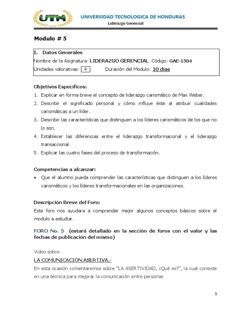 Modulo 5-Liderazgo Gerencial | PDF | Carisma | Liderazgo