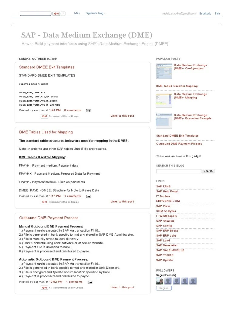 SAP - Data Medium Exchange (DME) | PDF | Payments | File Format