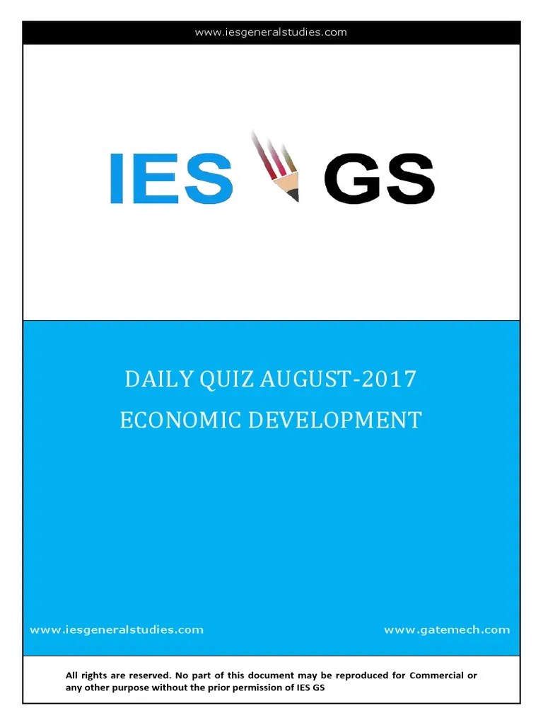 Daily Quiz August-2017 Economic Development | PDF | Reserve Bank Of India | Inflation
