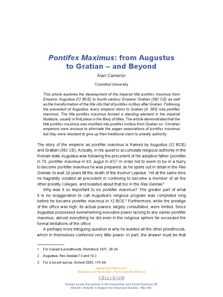 Pontifex Maximus: From Augustus To Gratian - And Beyond | PDF | Constantine The Great | Augustus