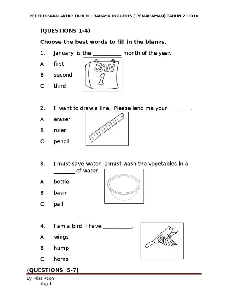 soalan english year 3 paper 1 kabar click