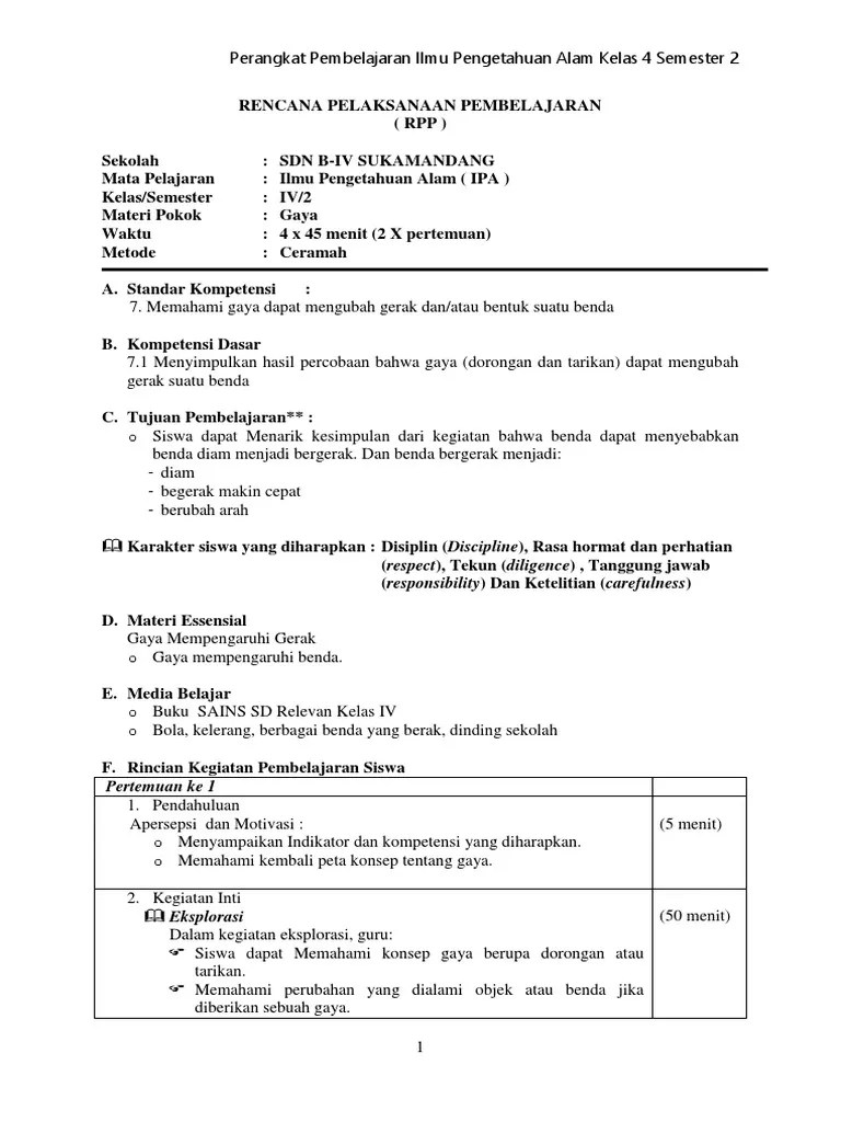 Selalu berhemat energi kelas 4 (buku tematik terpadu kurikulum 2013, . Rpp Ipa 4 Semester 2 Pdf