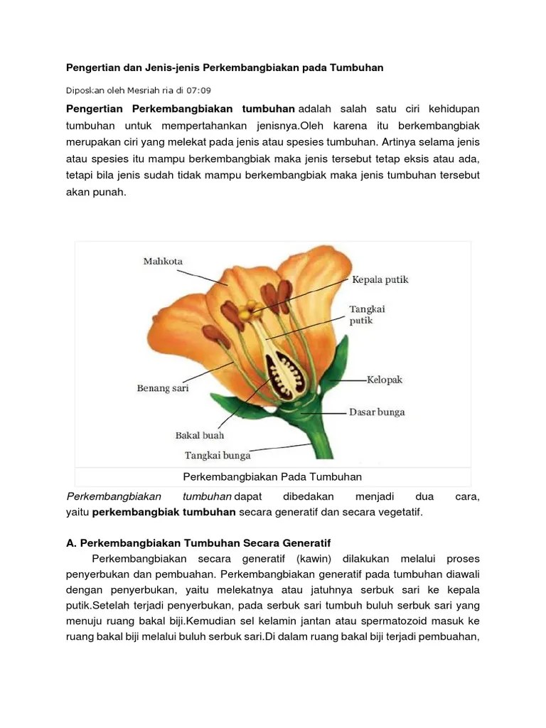 Makhluk hidup berkembang biak untuk memperbanyak keturunan, mencegah spesies dan jenis . Cara Berkembang Biak Tanaman2 Pdf