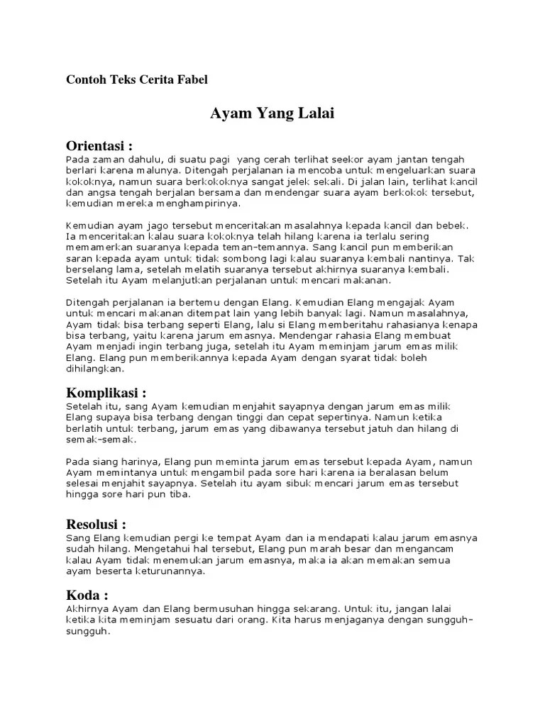 Cerita fabel adalah cerita dongeng tentang . Contoh Teks Cerita Fabel Pdf