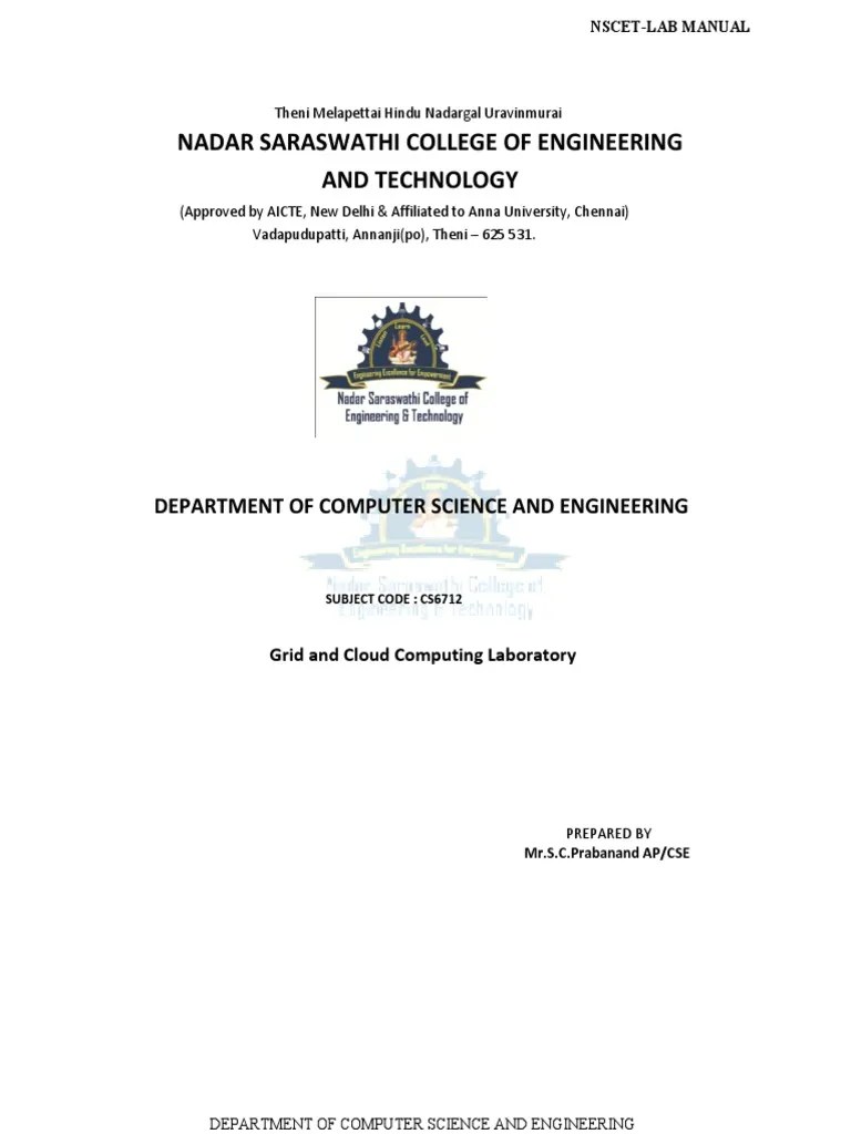 CS6712 Grid And Cloud Computing Laboratory | PDF | Computer ...