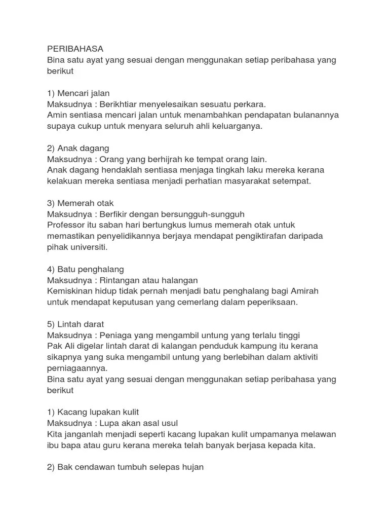 Kita hendaklah bekerjasama bagai aur dengan tebing untuk. Peribahasa Jawapan 23 Okt Pdf