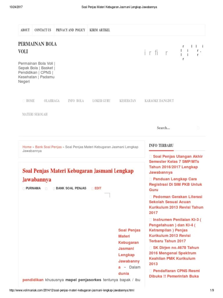 Contoh soal hots pilihan ganda kelas xii : Soal Pilihan Ganda Olahraga Kebugaran Jasmani Revisi Id