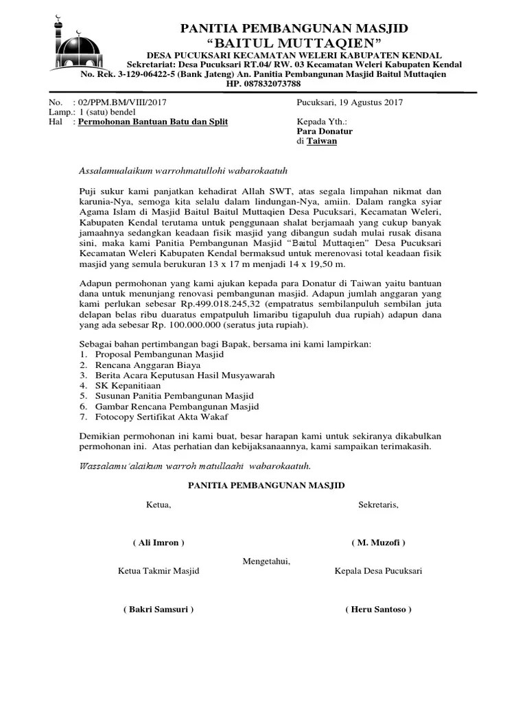 Download contoh sk penetapan panitia pembangunan ruang belajar madin (madrasah diniyah takmiliyah format doc ms word pdf sebagai salah satu . Panitia Pembangunan Masjid Pdf